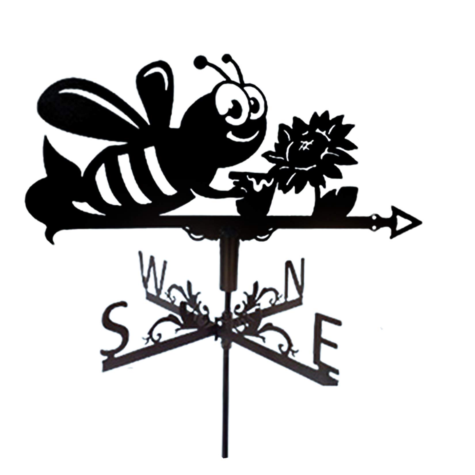 Girouette abeille en métal avec piquet pour toit et jardin de maison