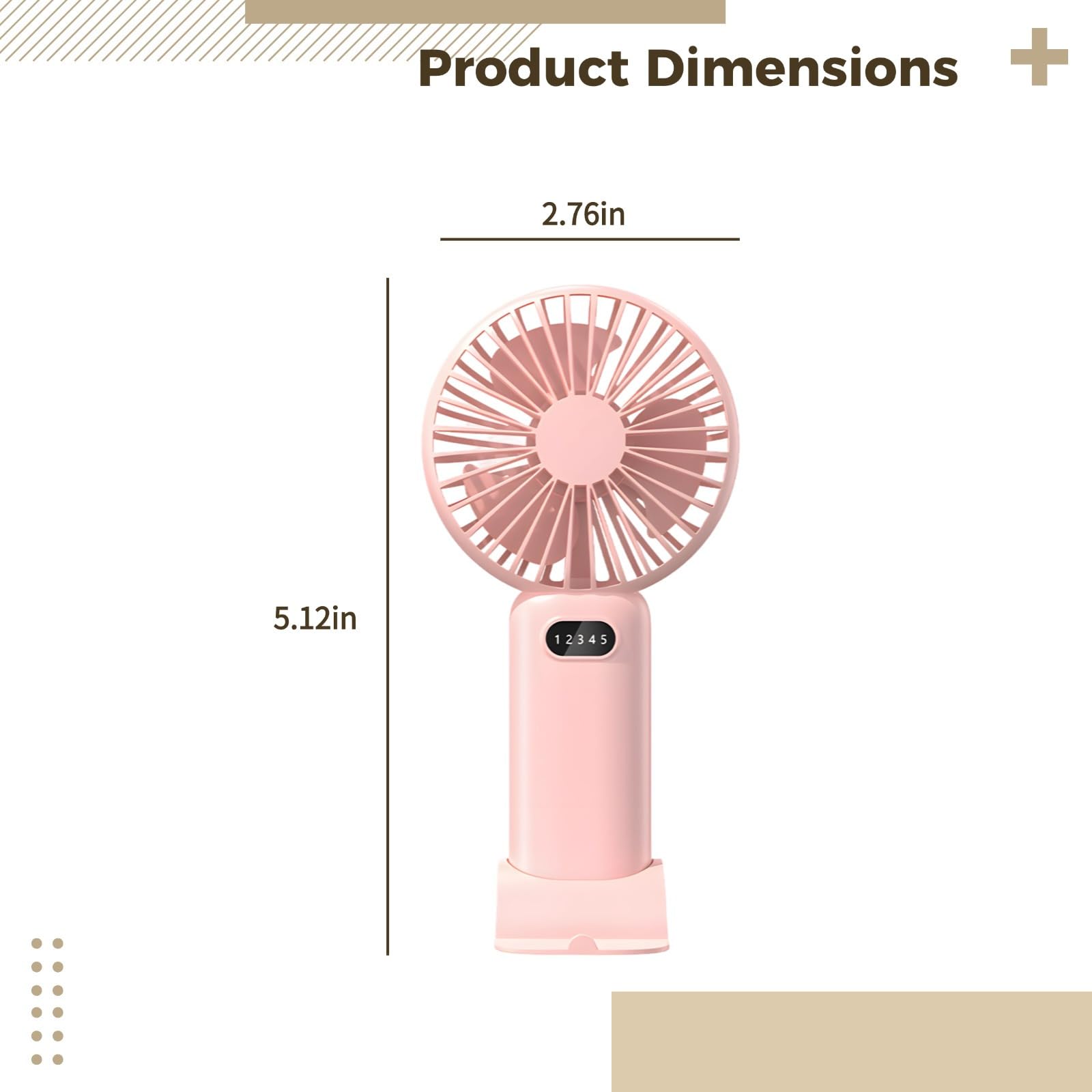 BOSREROY 2 Pack Handheld USB Rechargeable Fans, Adjustable 3-Speed, Compact Design, Strong Wind for All Situations