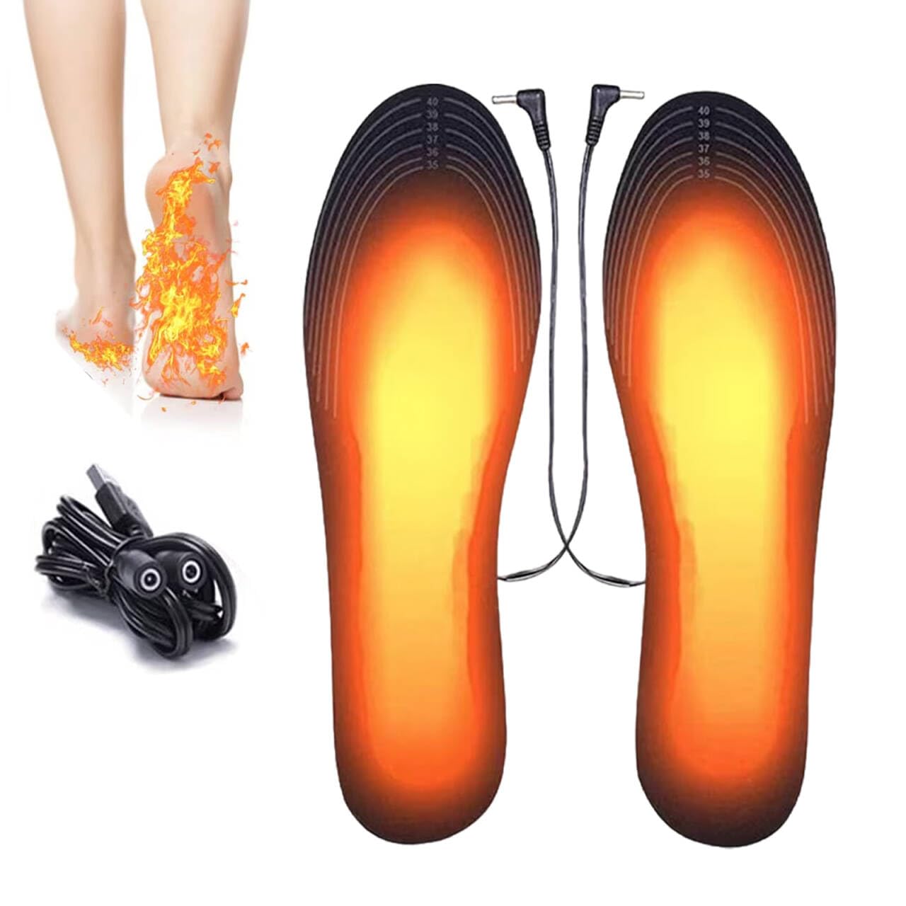 Heated Insoles, 1 Pairs Electric Insoles, Electric USB Powered Foot Warmer, For Hunting Fishing Hiking Camping, Thermal Sole Washable To Cut For Men And Women (Eu 35-45)