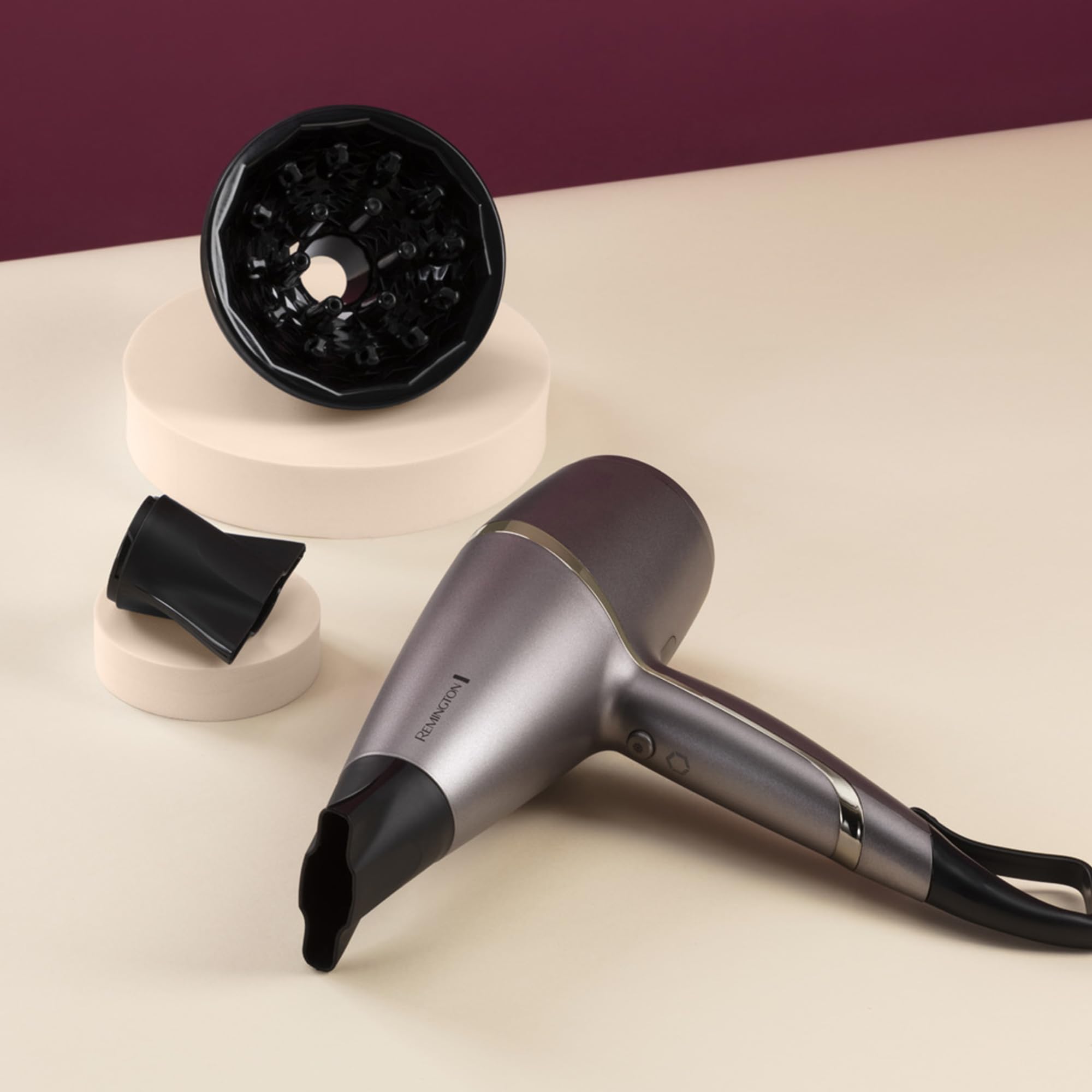 Remington Hair Dryer [3 Attachments: Diffuser & 2 Concentrators, Intelligent StyleAdapt™ Adjusts Heat to Hair] PROluxe You (Ionic & Diamond-Ceramic Coating, Fast Dry, Smooth Finish, 2400W) AC9800
