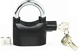 Bloqueio de alarme 110dba Sistema de bloqueio de alarme de segurança universal anti-roubo para porta, motor de bicicleta, cadeado com 3 teclas (preto)