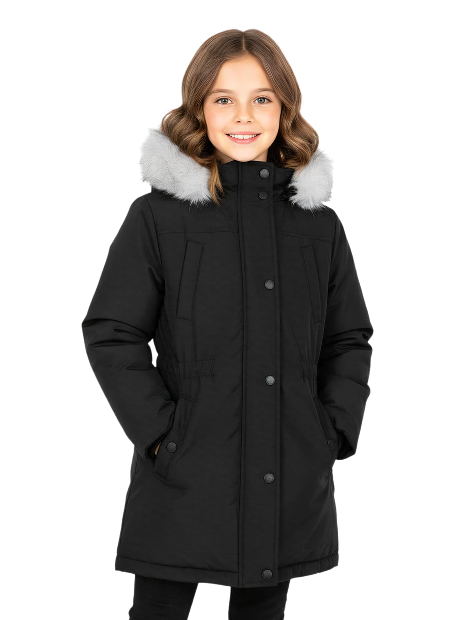 Sunny Sprout Manteau fille hiver - Doudoune capuche fourrée parka coupe-vent imperméable