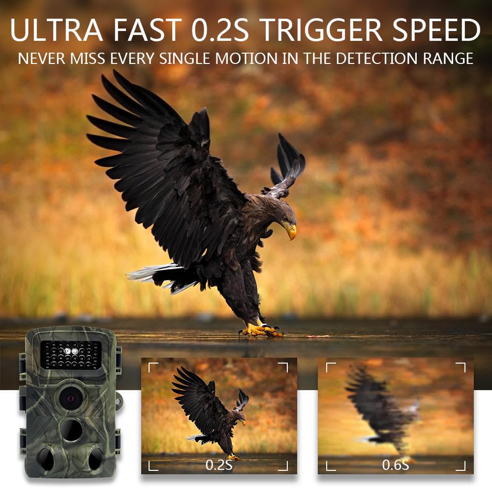Cámara de Caza 58MP 2.7K HD con Tarjeta Micro SD 32GB Cámaras de Caza Visión Nocturna Impermeable IP66 Cámara de Exterior Patio Trasero Granja Monitoreo de Vida Silvestre Cámara de Seguridad