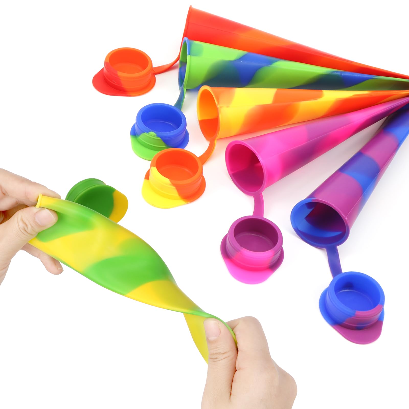 6 Stück Bunte Silikon-Eisformen – Wiederverwendbar & Mit Deckel Für Selbstgemachtes Eis