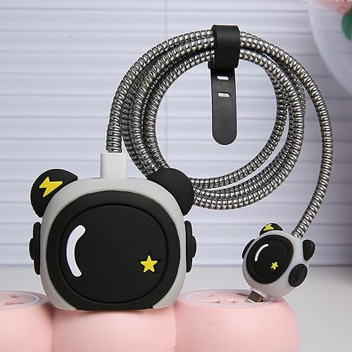 Funda de cargador compatible con iPhone 20 W, adaptador de corriente USB-C, cargador 3D, diseño de dibujos animados, cubierta protectora de cable