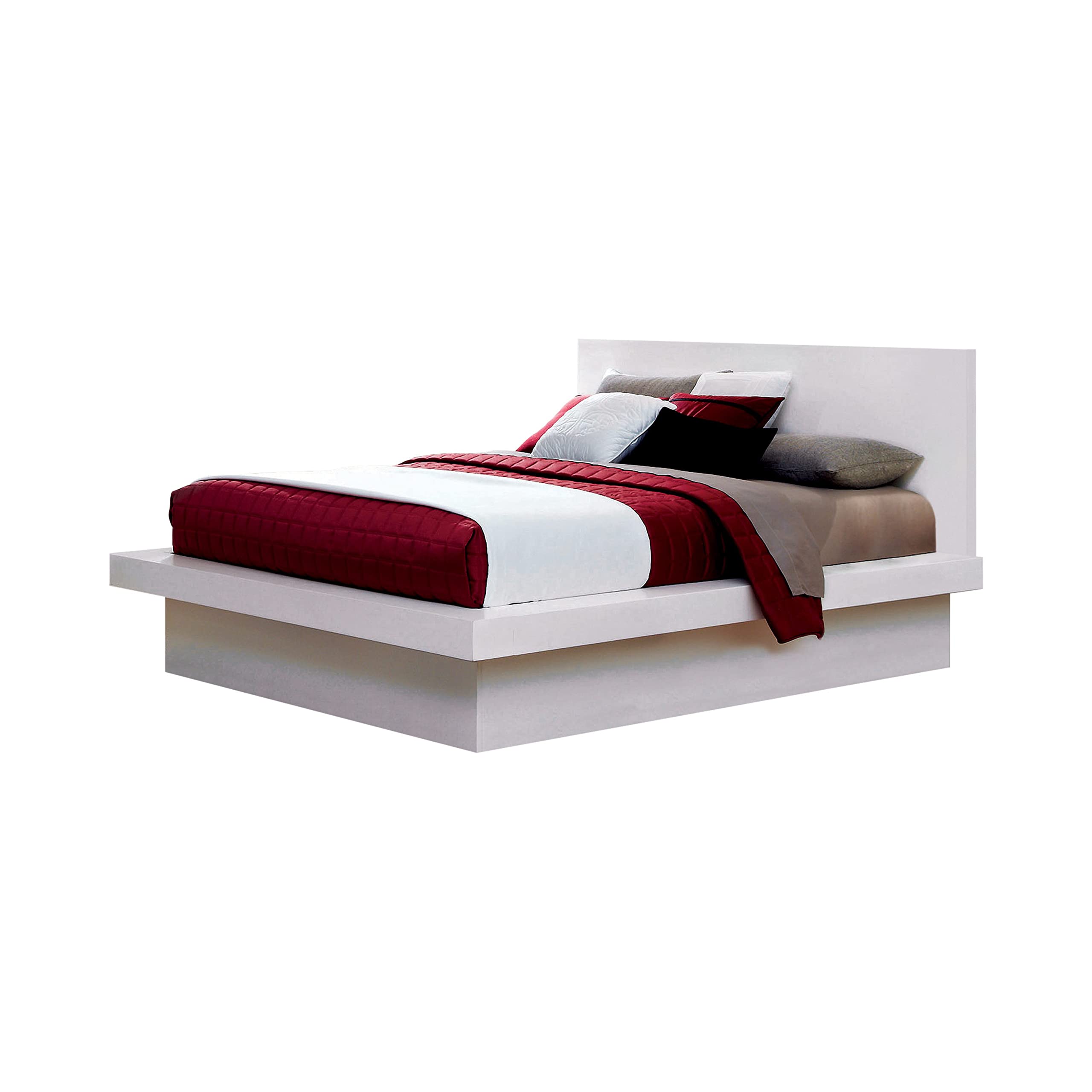 Coaster Furniture Jessica Modern Contemporary Wood Eastern King Size Platform Bed White 202990KE (Pickup 3 boxes) 