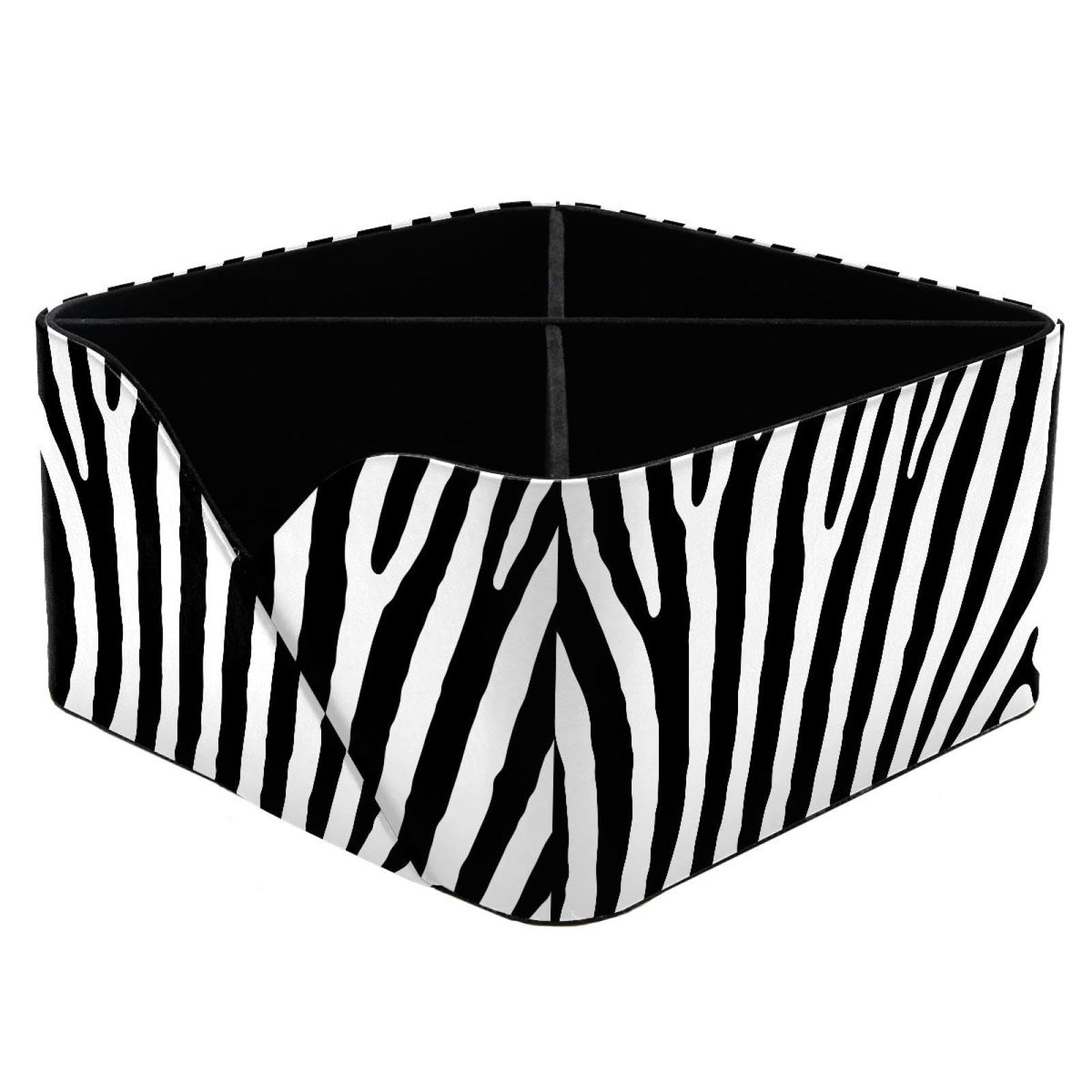 KengjuTesu Animal Zebra Skin Stripes Desktop Organizer Pen Holder, Rectangular Pencil Cup for Office, Study and Makeup Stations