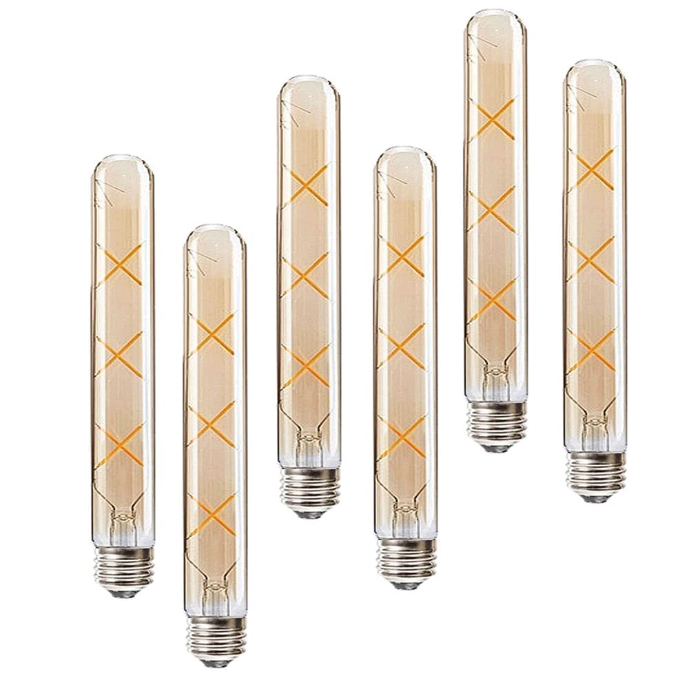 E27 T30-225mm LED Edison Vintage Glühbirnen 6W(Äquivalente 50W Halogenbirne) 500LM Warmweiß 2700K Nicht Dimmbar E27 Braunglas Retro Tuber,6Packungen