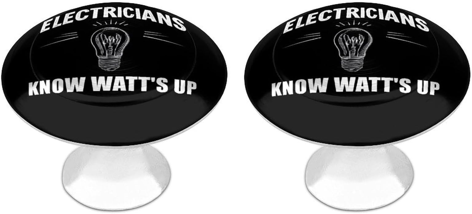 Electricians Know Watt's Up 2PC Drawer Handles Fashion Drawer Knobs 28mm Round Furniture Door Knob