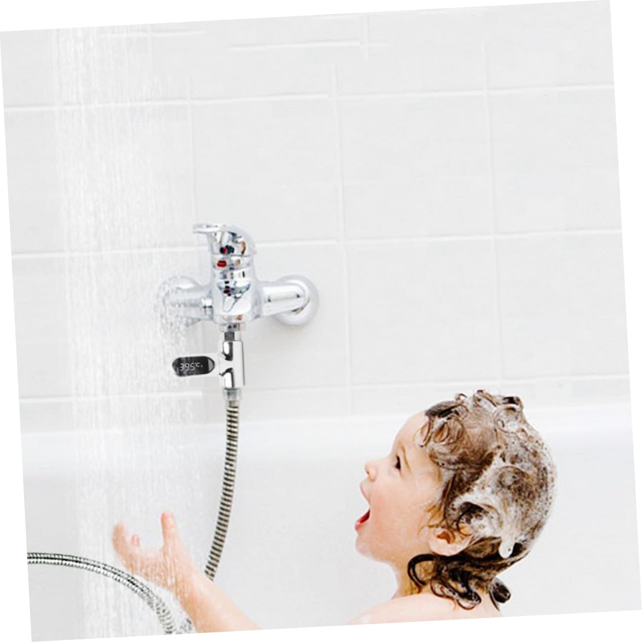 Led-anzeige Duschthermometer Wassertemperaturmesser Monitor Für Wasserdichte Anzeige Sichtbares Wasser Silber Messbereich