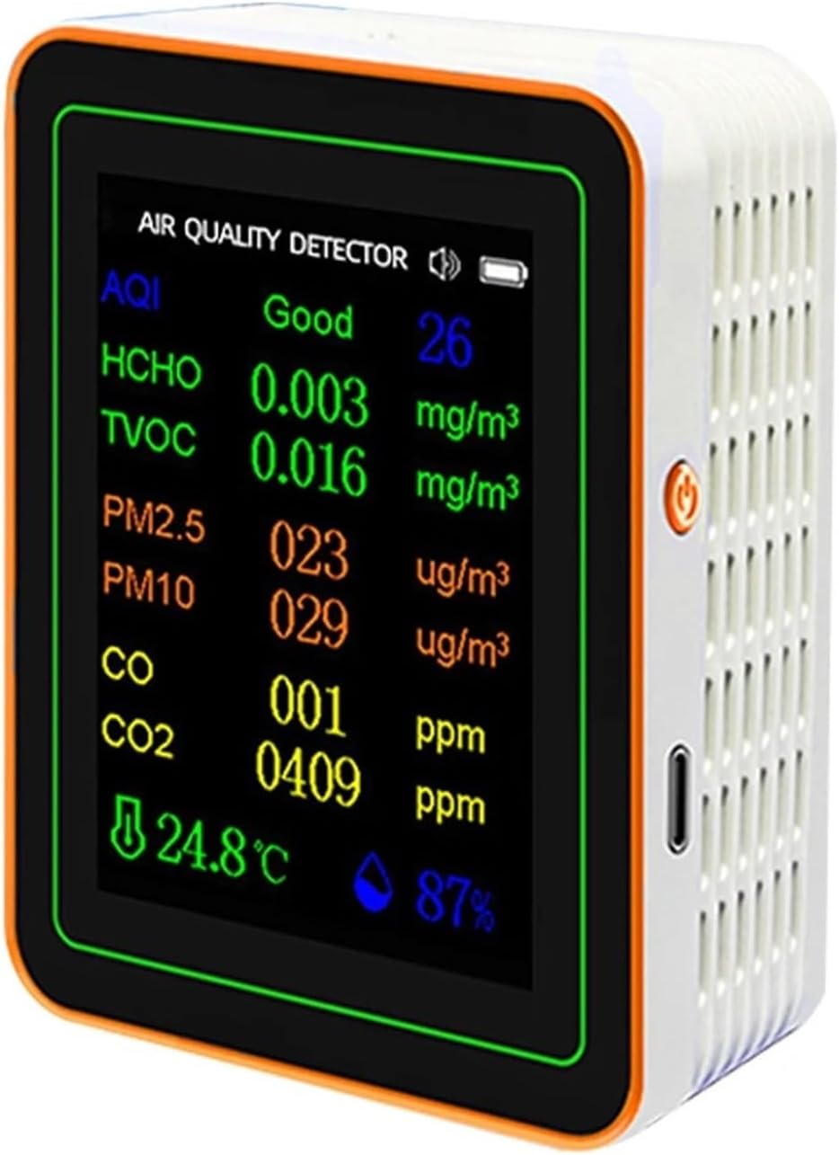 co2センサー 空気質検出器 PM2.5 PM10 パーティクルカウンター CO CO2 温度湿度テスター 高い測定精度(White