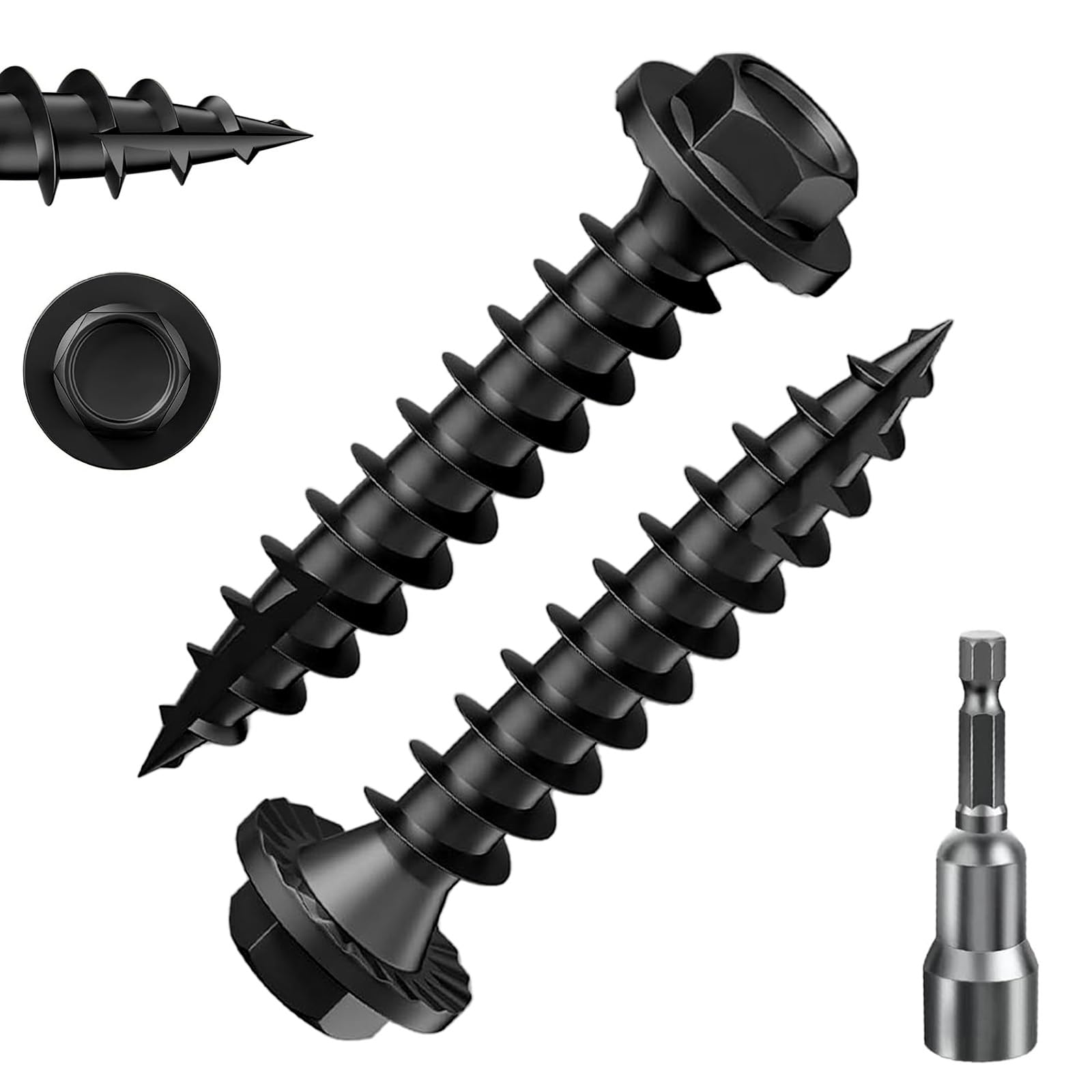 Black Hex Lag Screws - 1 lb Pack | Heavy Duty & Rust Resistant -24 Black Hex Lag Screws - 1 lb Pack | Heavy Duty & Rust Resistant -24