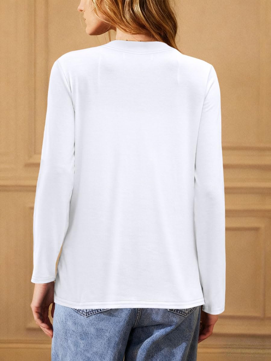 Women Button Down Tops V Neck Long Sleeve Casual Dressy Shirts Soft Comfy Blouses Fall Clothes Fashion Outfits - Image 5