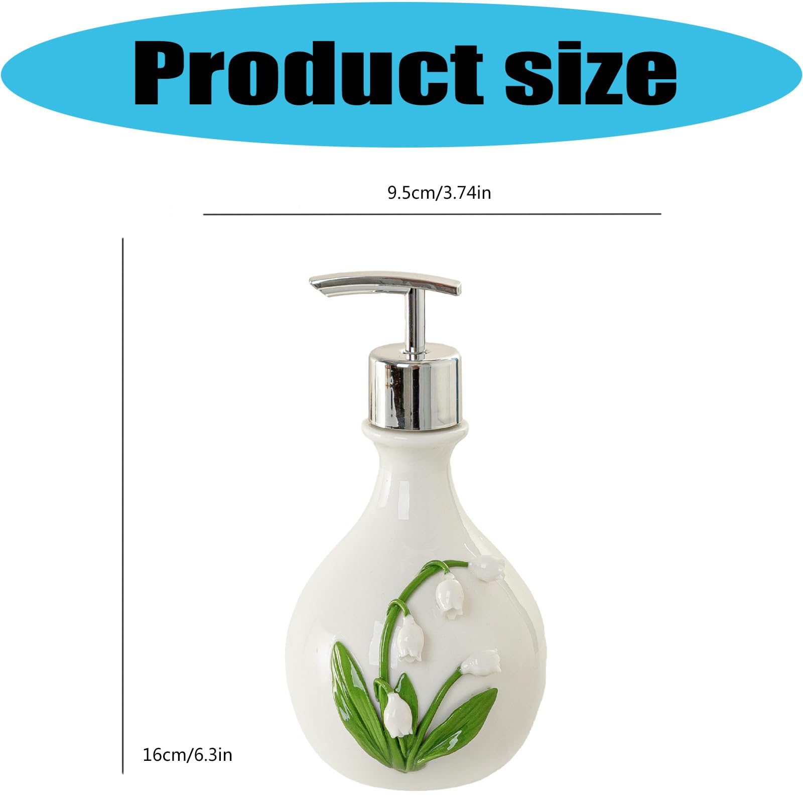 Dispensador de jabón de cerámica con Relieve Floral, Botella de de loción de baño, decoración de mostrador de Flores de Valle para Lavabo, baño de Invitados, dispensador de jabón de de