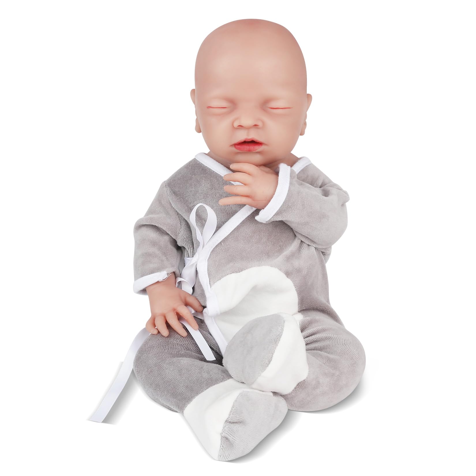Vollence 18 Inch Lifelike Full Silicone Baby Doll Not Vinyl Dolls Anatomically Correct Lifelike Newborn Silicone Baby Dolls Stress Relief Anti-Stress Toys for Kids & Toddlers Child Gifts - Boy