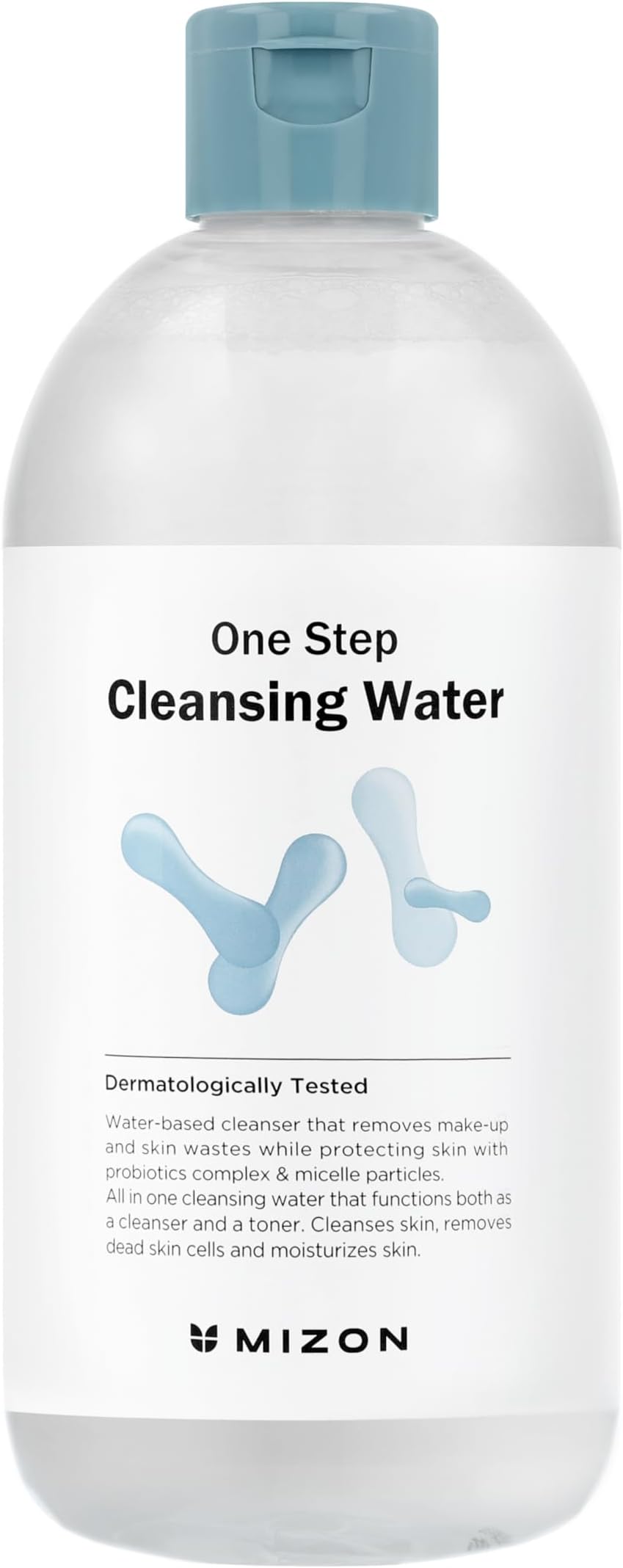 MIZON Micellar Cleansing Water, with Probiotics, Facial Cleanser, Makeup Remover, Natural Ingredients, for Sensitive Skin (1 Pack 16.9 fl oz)