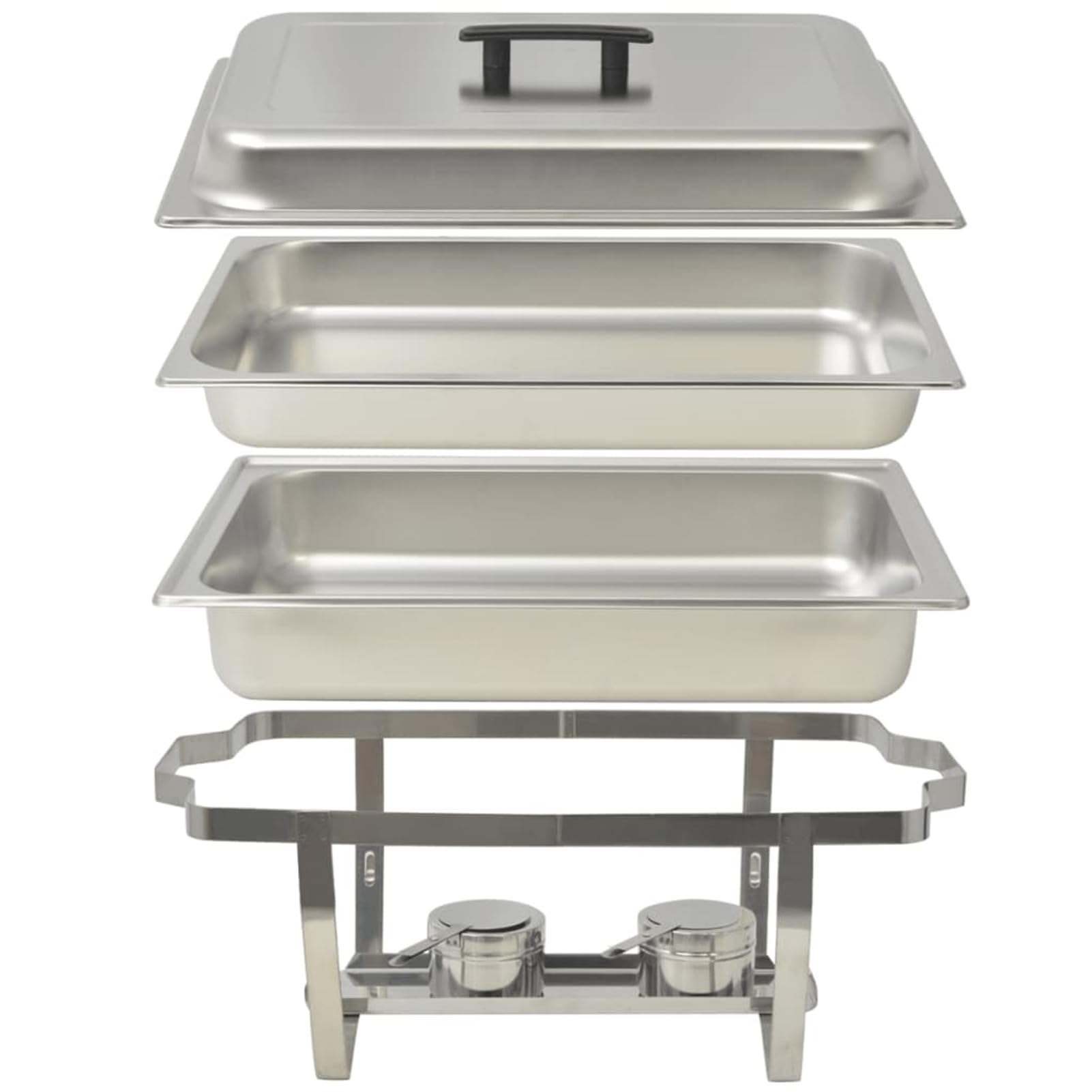 Juego de 3 bandejas calientaplatos de acero inoxidable-Chafing Dish Buffet Calientaplatos de Acero Inoxidable Recipiente Bandeja de Calefacción Ollas de Calefacción para Servir para Buffet de Ca