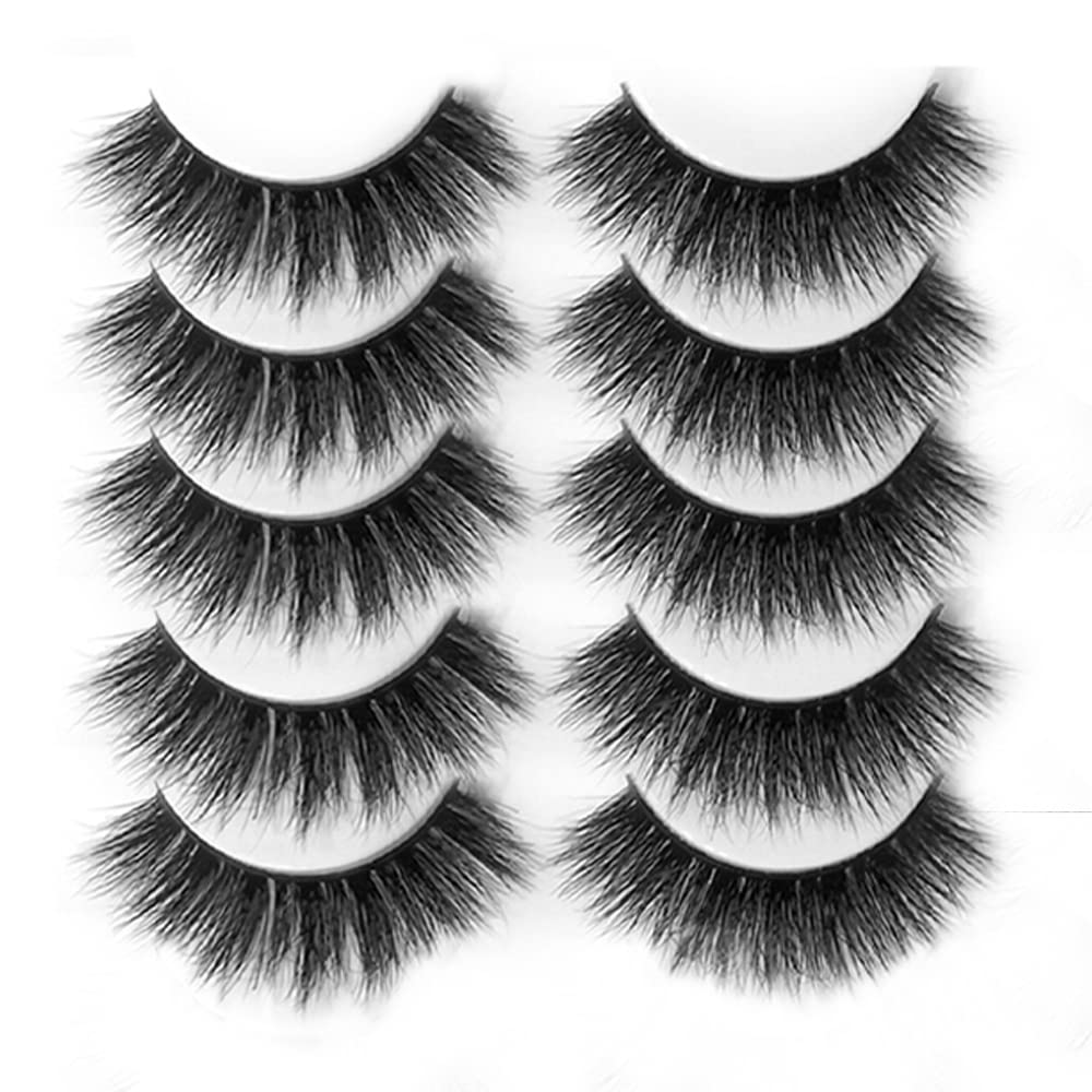 CellFather False Eyelashes 3D Faux Mink Lashes Natural Look Styling Waterproof Eyelash Day and Night (Pack of 5)
