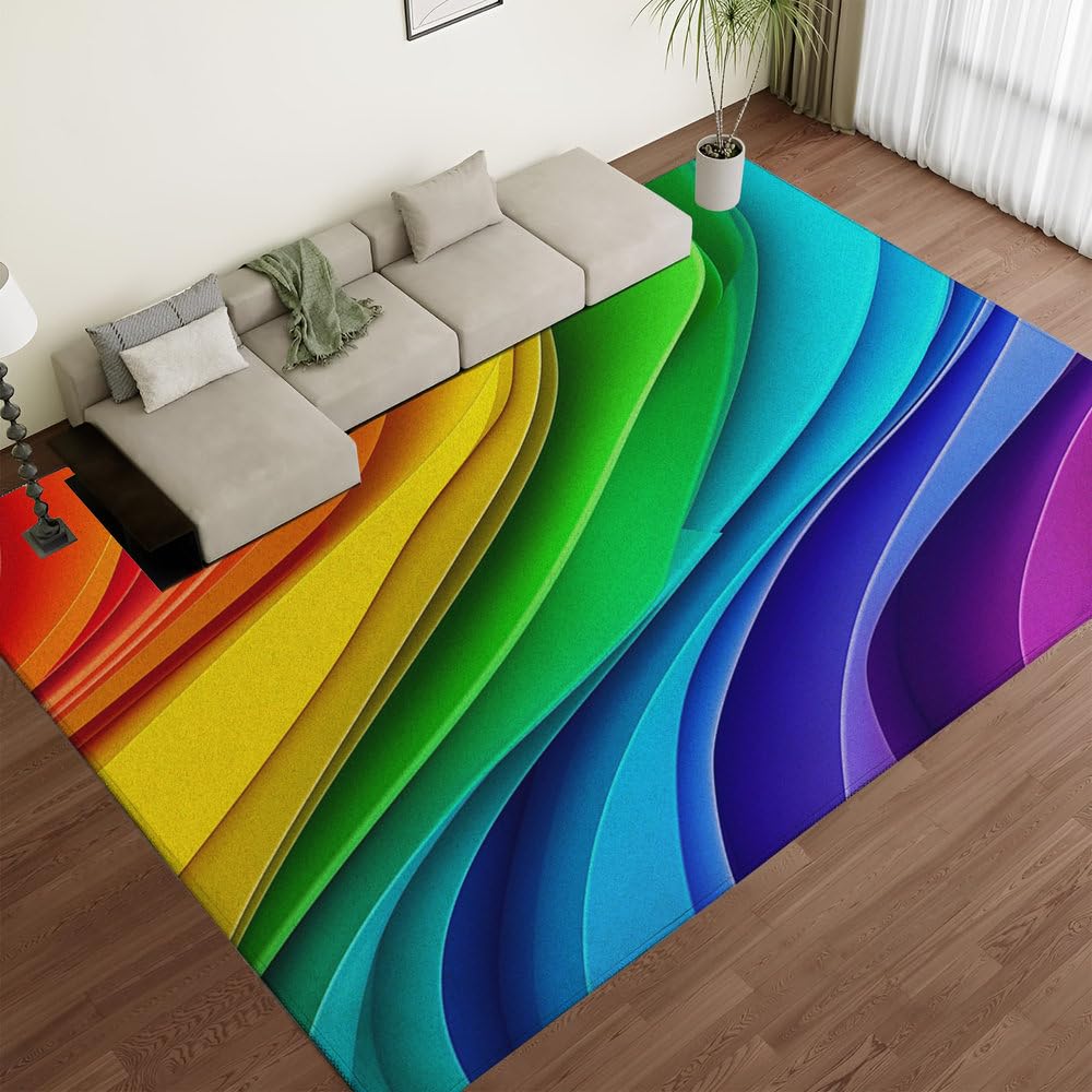 Tapis de salon 3D Wave antidérapant pour en finir avec les sols froids