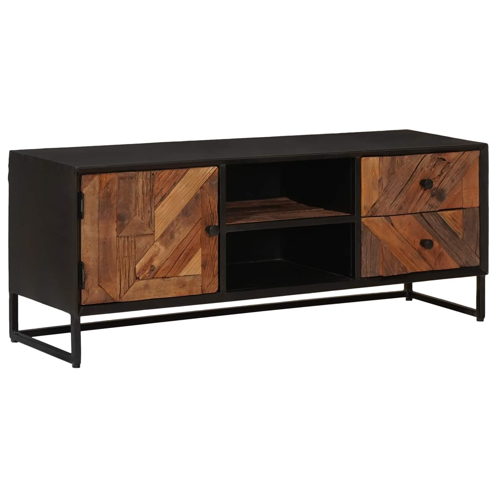 Hothingwell Mueble TV Madera Recuperada 105 cm | Con Cajón, Almacenamiento Multimedia, Estilo Moderno, Ensamblaje Fácil