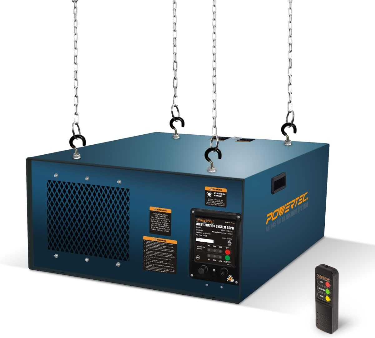 POWERTEC AF1045 Remote Controlled 3-Speed Air Filtration System (655/875/1060 CFM)
