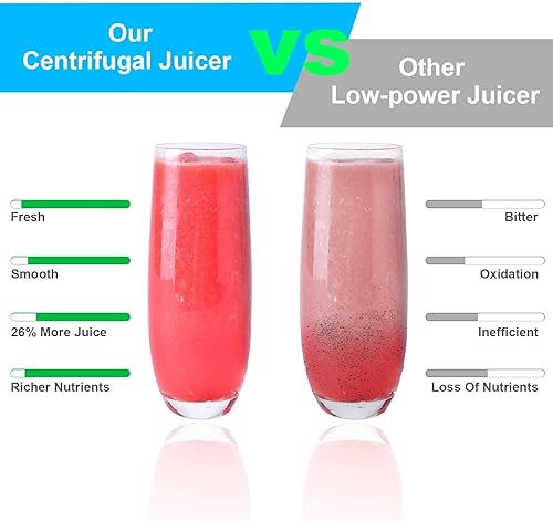 Miniatura 6 de Máquinas exprimidoras, extractor de jugo de frutas y verduras enteras de 800 W, máquina exprimidora centrífuga, exprimidor inteligente portátil de