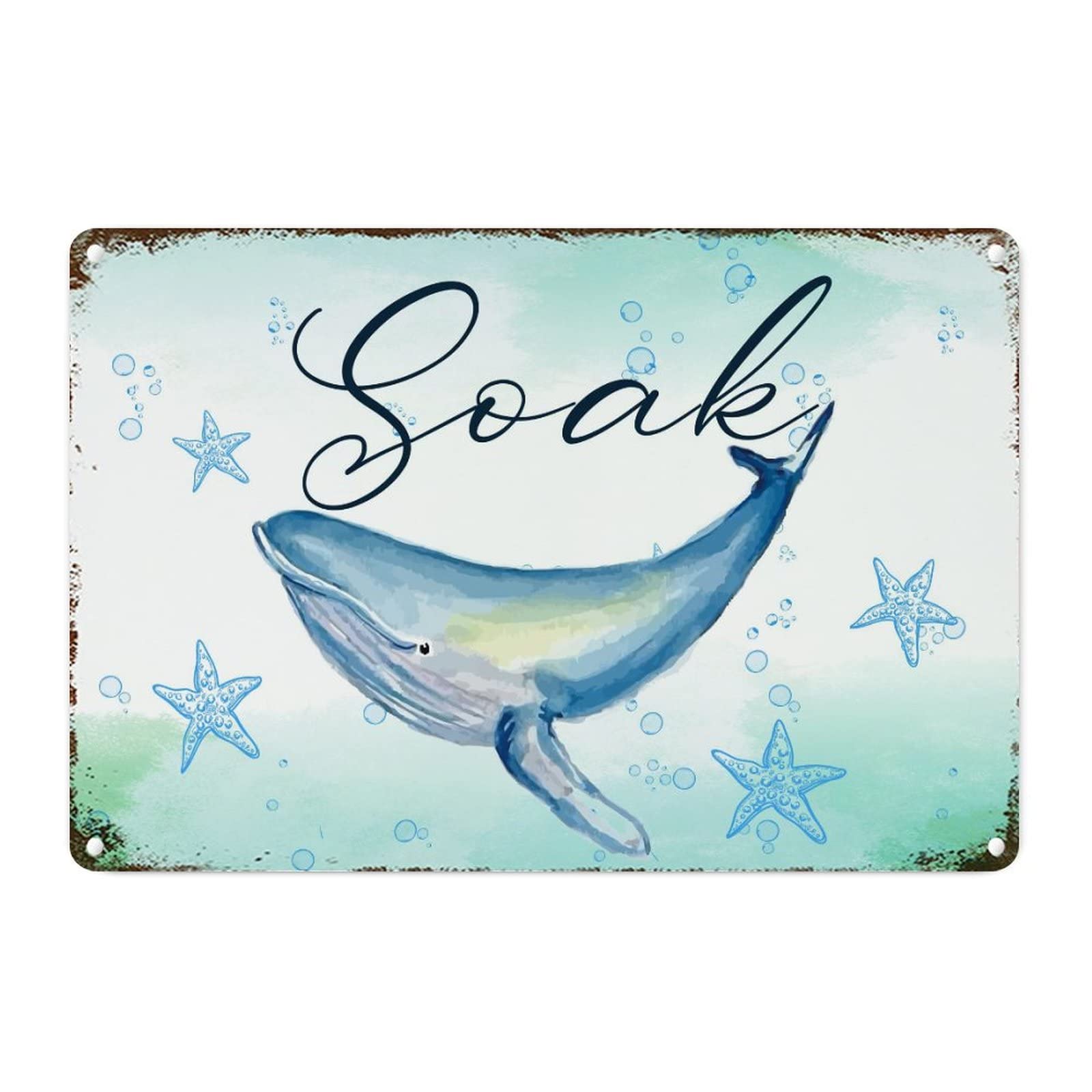 Plaque murale rétro en aluminium durable, panneau art vintage océan premium 30x45