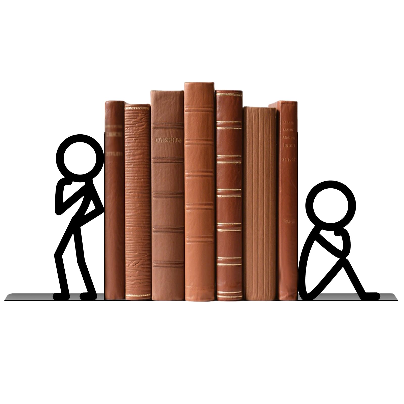 TWINKLEMON 1 Pair Metal Book Ends Quirky, Thinker Person Black Bookends for Shelves, Decorative Books Holder Organiser, Non-Slip Book Stoppers for Home Office Desk Bookshelf Readers Lovers(Thinker) โ image 1