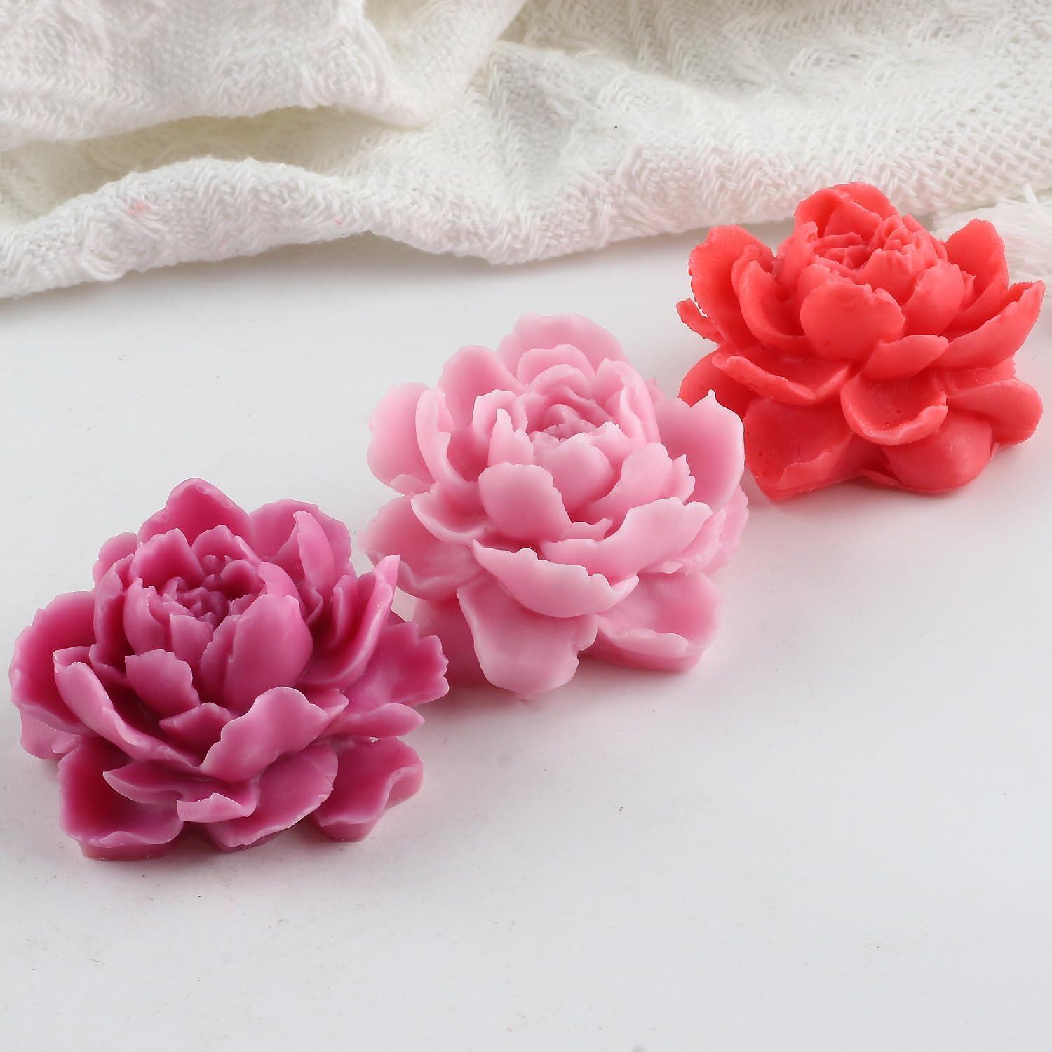 XIAOSHUI Peony Candle Molds Peony Flower Silicone Candle Mold for Candles Making Resin Casting Aromatherapy Candles Gypsum Polymer Clay Craft Home Decorate