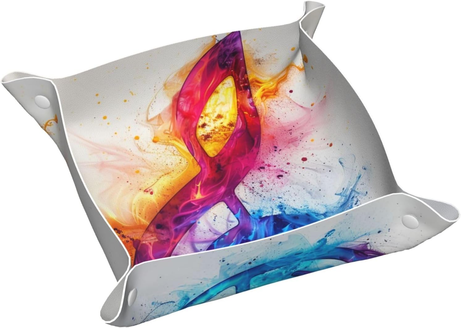 Colorful Musical Note - Leather Storage Tray, for Jewelry Organizer, Desktop Storage, Key Wallets Cell Phones Nightstand or Dresser Organizer Plate - Medium