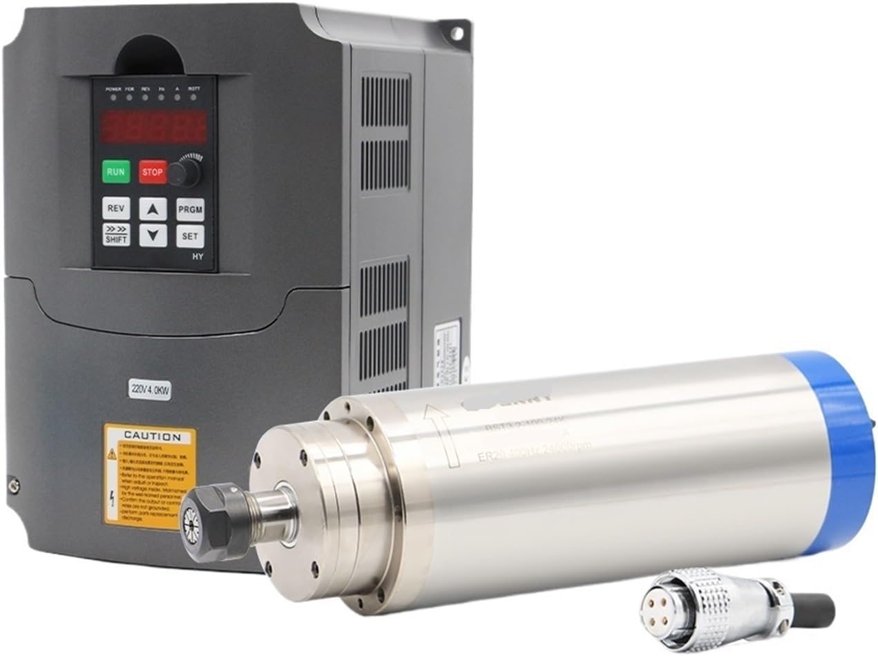 3.2KW ER20 woodworking spindle motor, 3.7KW variable frequency VFD 100MM bracket 75W pump(Steel Bearing,220v)