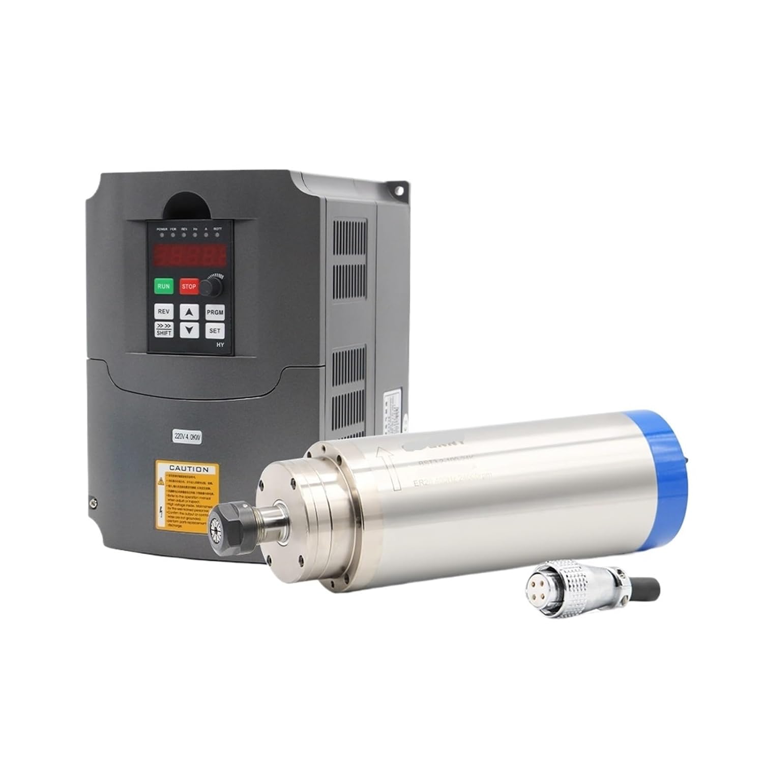 3.2KW ER20 Woodworking Spindle Motor, 3.7KW Variable Frequency VFD 100MM Bracket 75W Pump(Steel Bearing,380v)