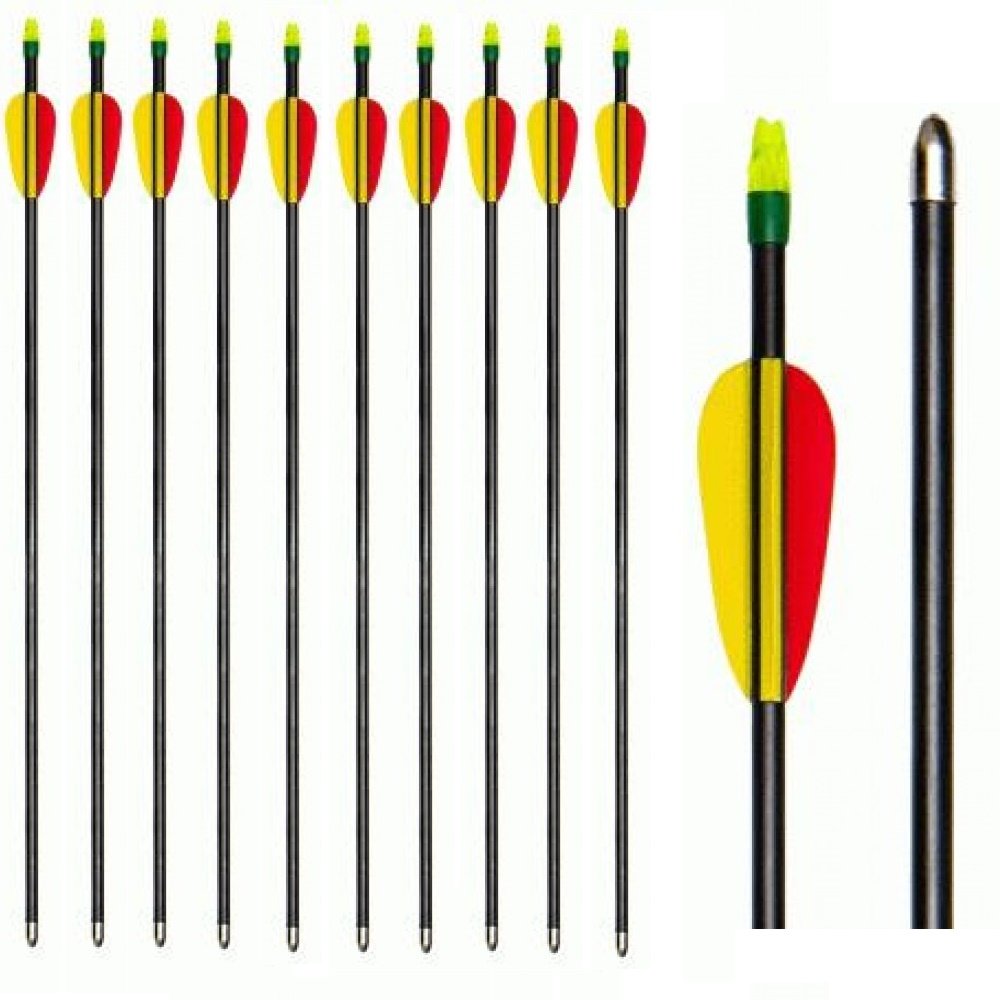 10er Pack Fieberglaspfeile 26 Zoll | 10er Pack Trainingspfeile für Recurve- & Langbogen bis 30 lbs