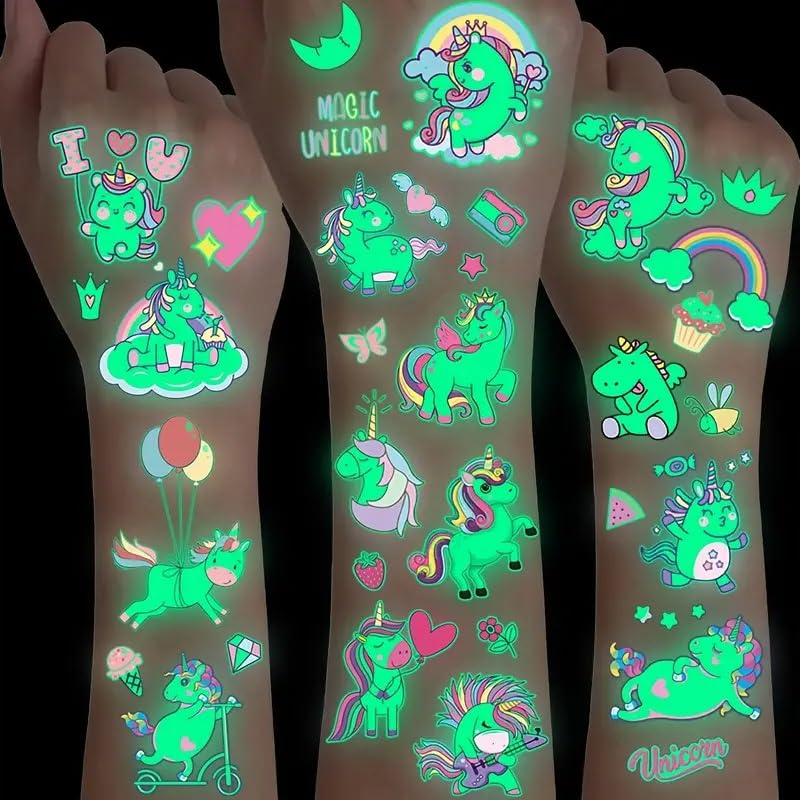 EZ LIVING Glow-in-the-Dark Temporary Tattoos for Kids - Fun and Safe Stickers for Parties, Festivals, and Everyday Play(20sheet)-image-30