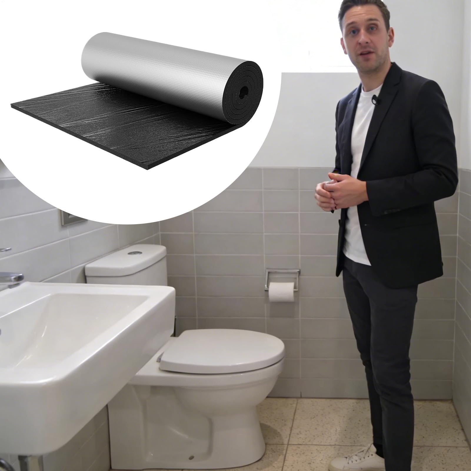 Rollo de aislamiento de aluminio de 5 m x 60 cm, paneles reflectores de radiador para suelo, techo, techo, aislamiento de pared, rollo de aislamiento de lámina reflectante, calor y barrera que ahorra