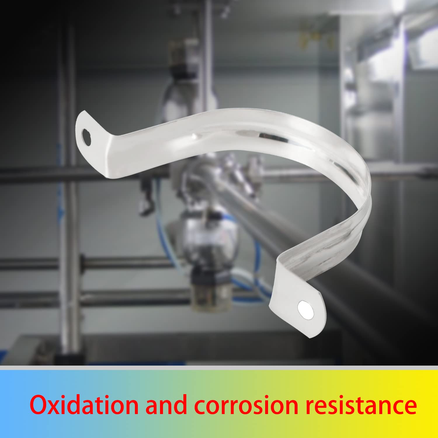Aopin 100mm Rigid Pipe Strap Clamp 2 Holes Strap U Bracket Tube Strap Tension Clips 201 Stainless Steel, for Pipe Fixing, Silver, 4Pcs 2