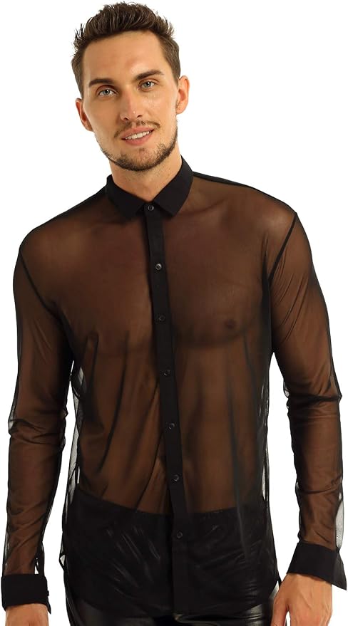 Long Sleeve Dress Shirt Top Clubwear 