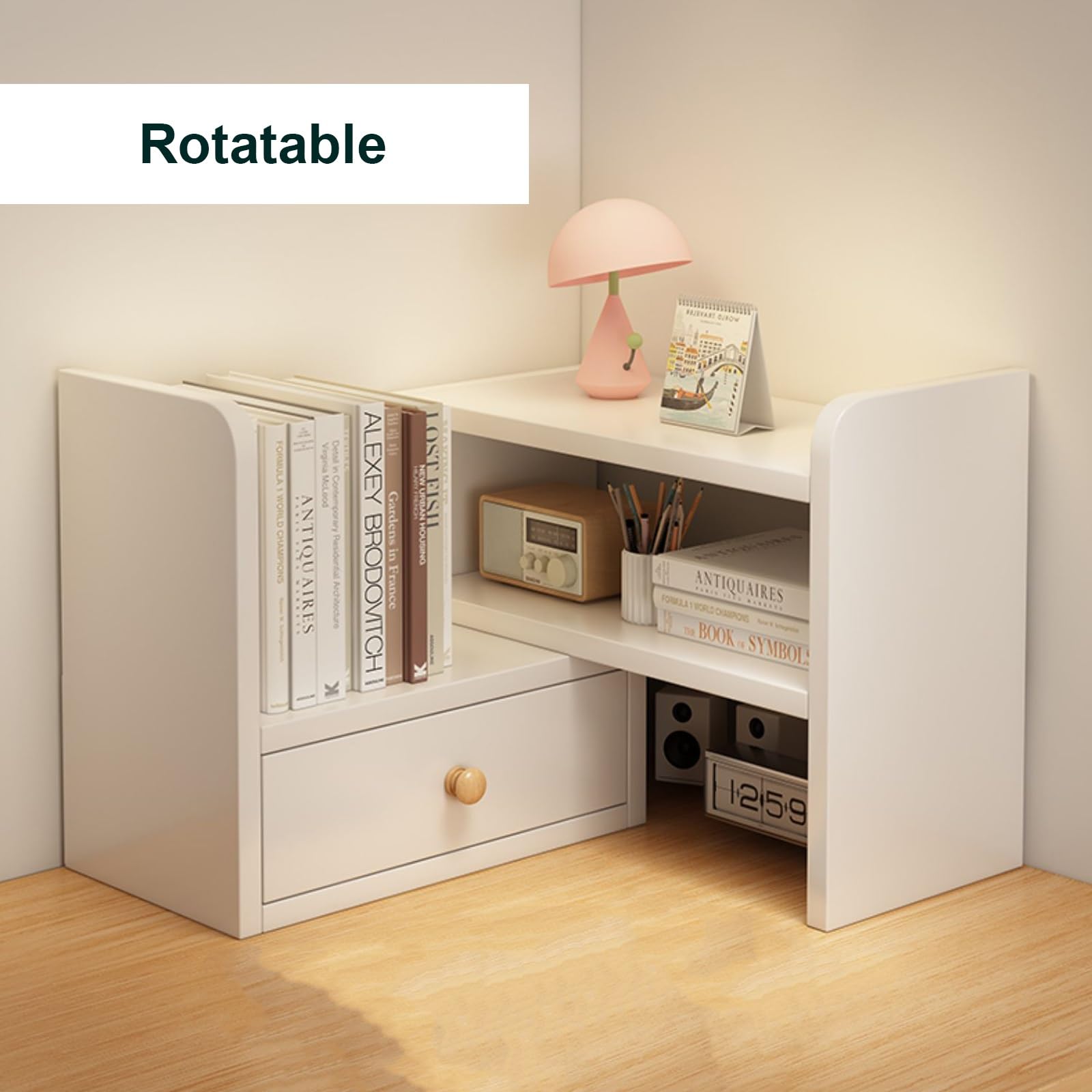 Weißer Schreibtisch, verstellbar, Schreibtischregal, Büroaufbewahrungslösung, platzsparende Etagère für Zuhause oder Büro, stilvolles und funktionales Schreibtischzubehör