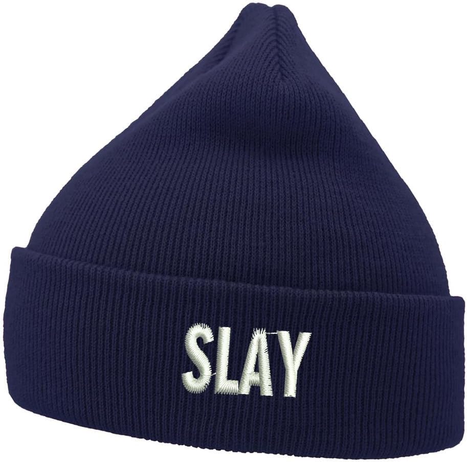 Mens Beanie Knit Hats Slay Embroidered Unisex Casual Beanies Hats for Winter