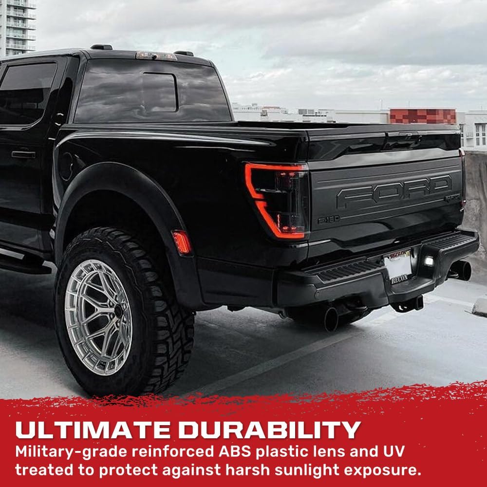 RECON - Fits 2021-2023 F150 & Raptor Premium Ultra Bright OLED Tail Lights with Startup Light Sequence (Replaces Factory/OEM LED Tail Lights w/BLIS Only) - SMOKED LENS