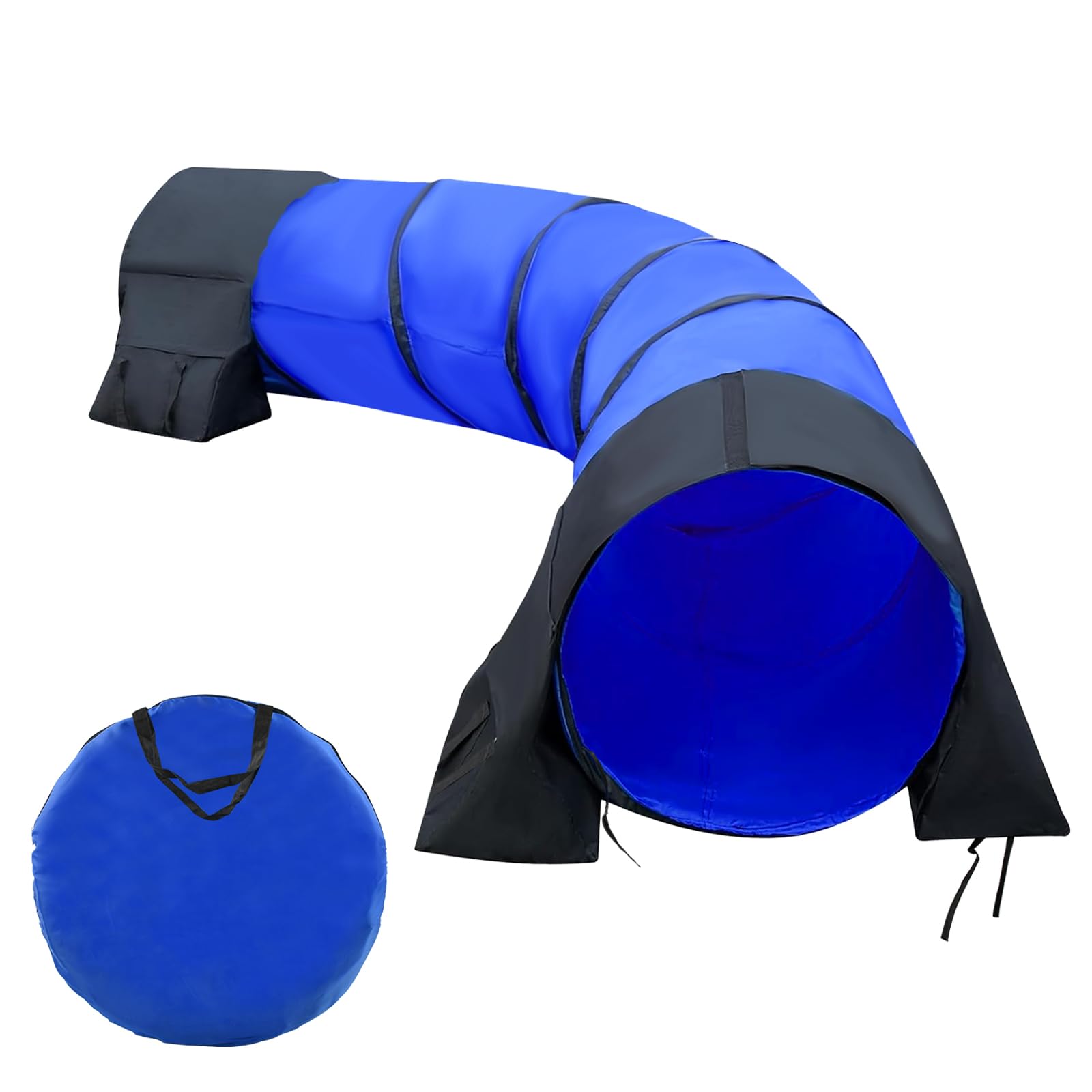 10 Foot Dog Agility Tunnel with Sandbags, 24 Inch Open Indoor Outdoor Dog Agility Training Equipment for Large Medium Small Dogs