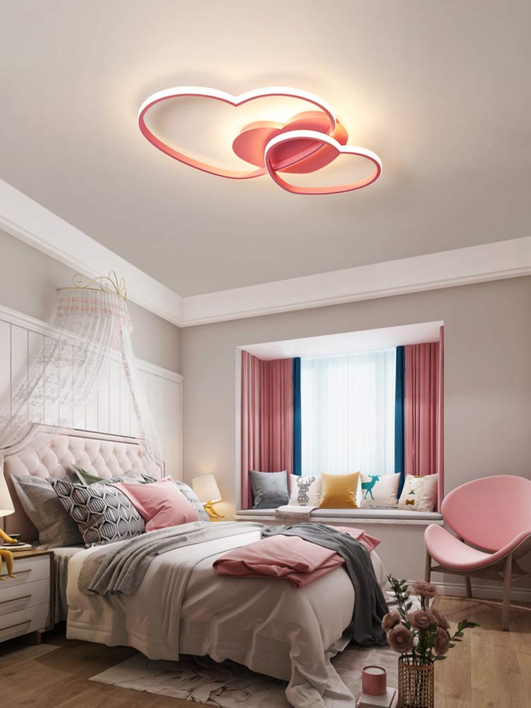 Lampy sufitowe do sypialni Lampa sufitowa Led Nowoczesna i prosta akrylowa lampa pokojowa w kształcie serca 48W, sypialnia z pilotem Bezstopniowe przyciemnianie