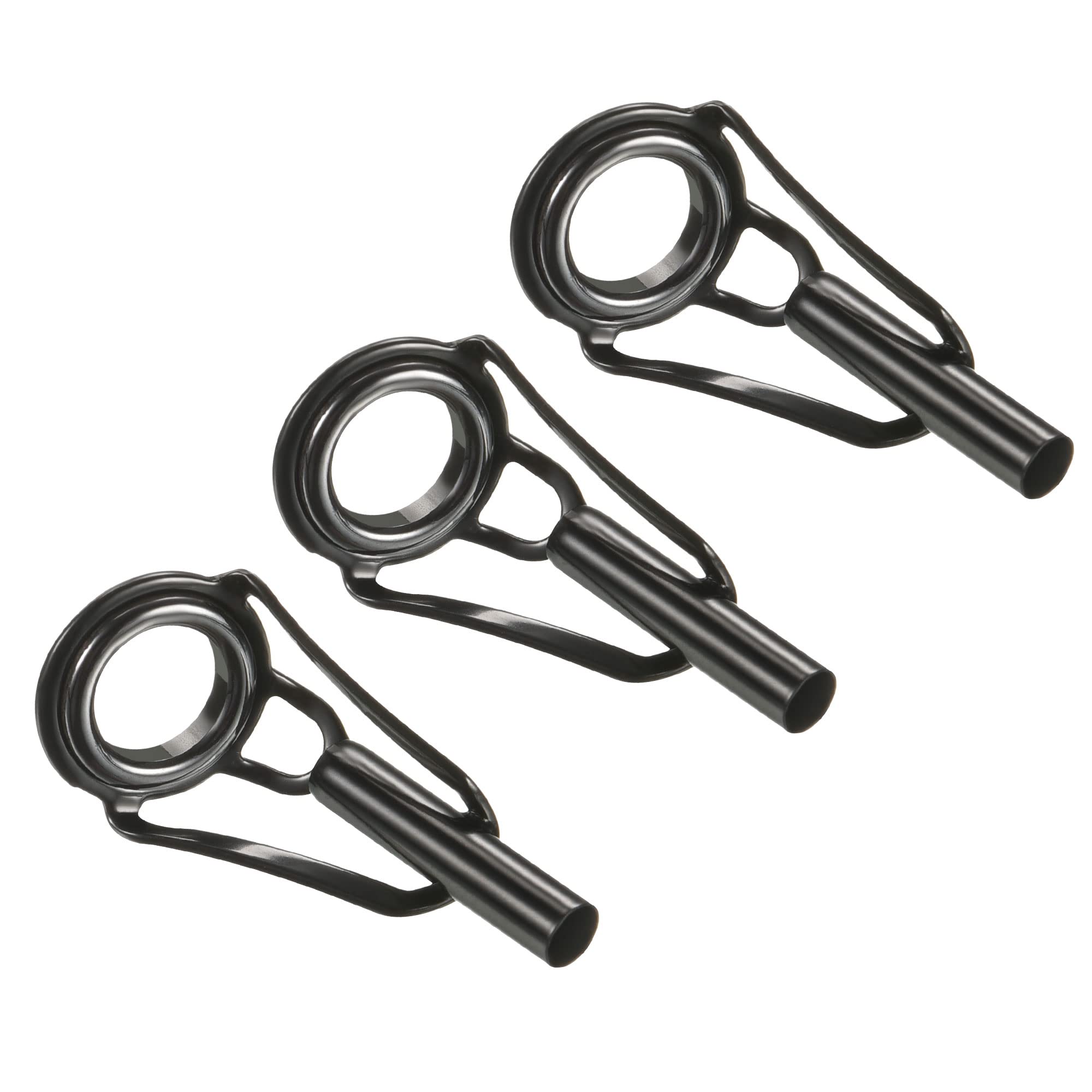 PATIKIL 3.2mm Tube Dia Fishing Rod Tips Repair Kit, 3pcs Stainless Steel Black Guide Ring for Saltwater Freshwater Fishing