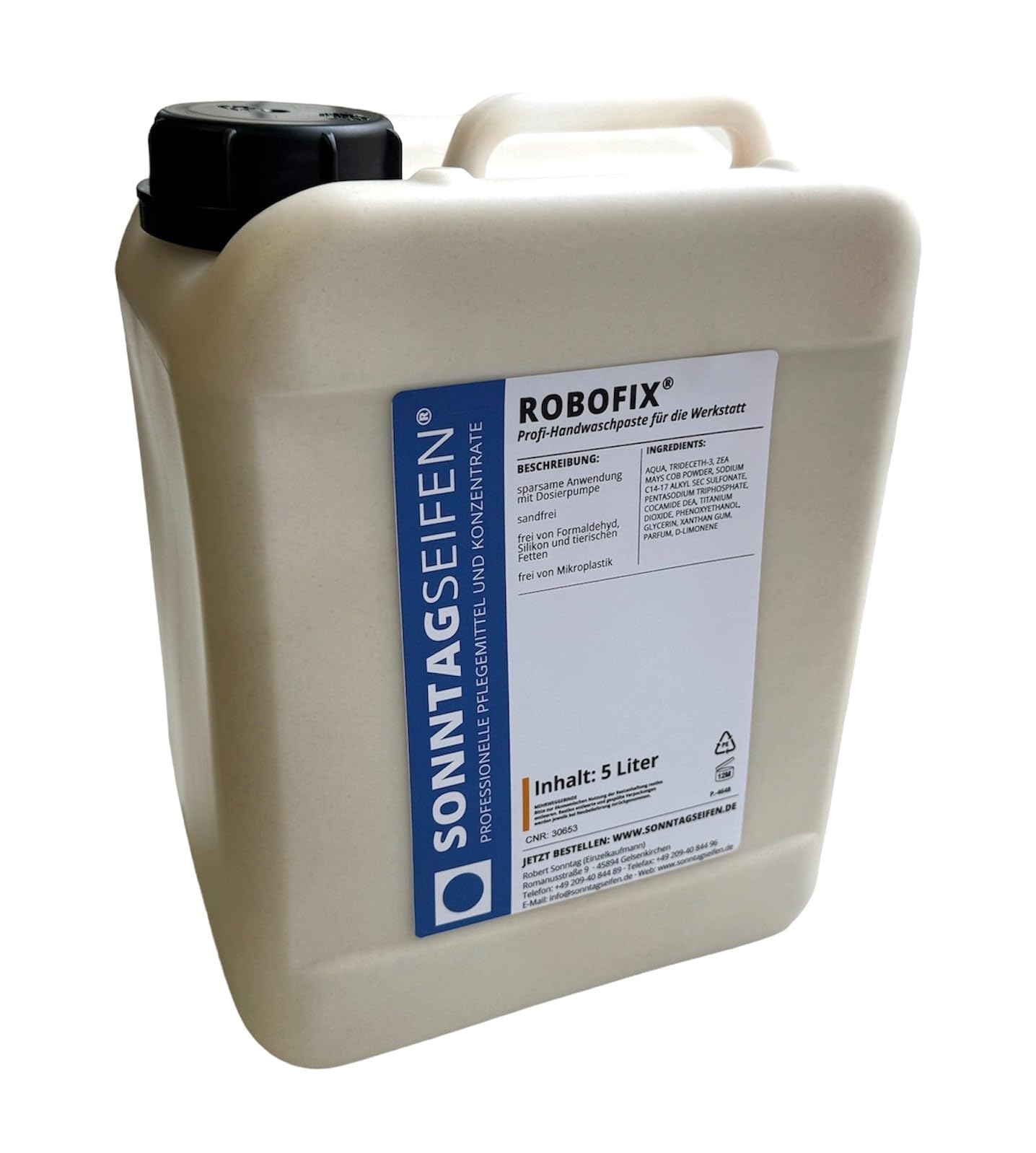 Handwaschpaste Robofix, Handseife im 5l Kanister, schmutzlösend, hautschonend, für Werkstatt