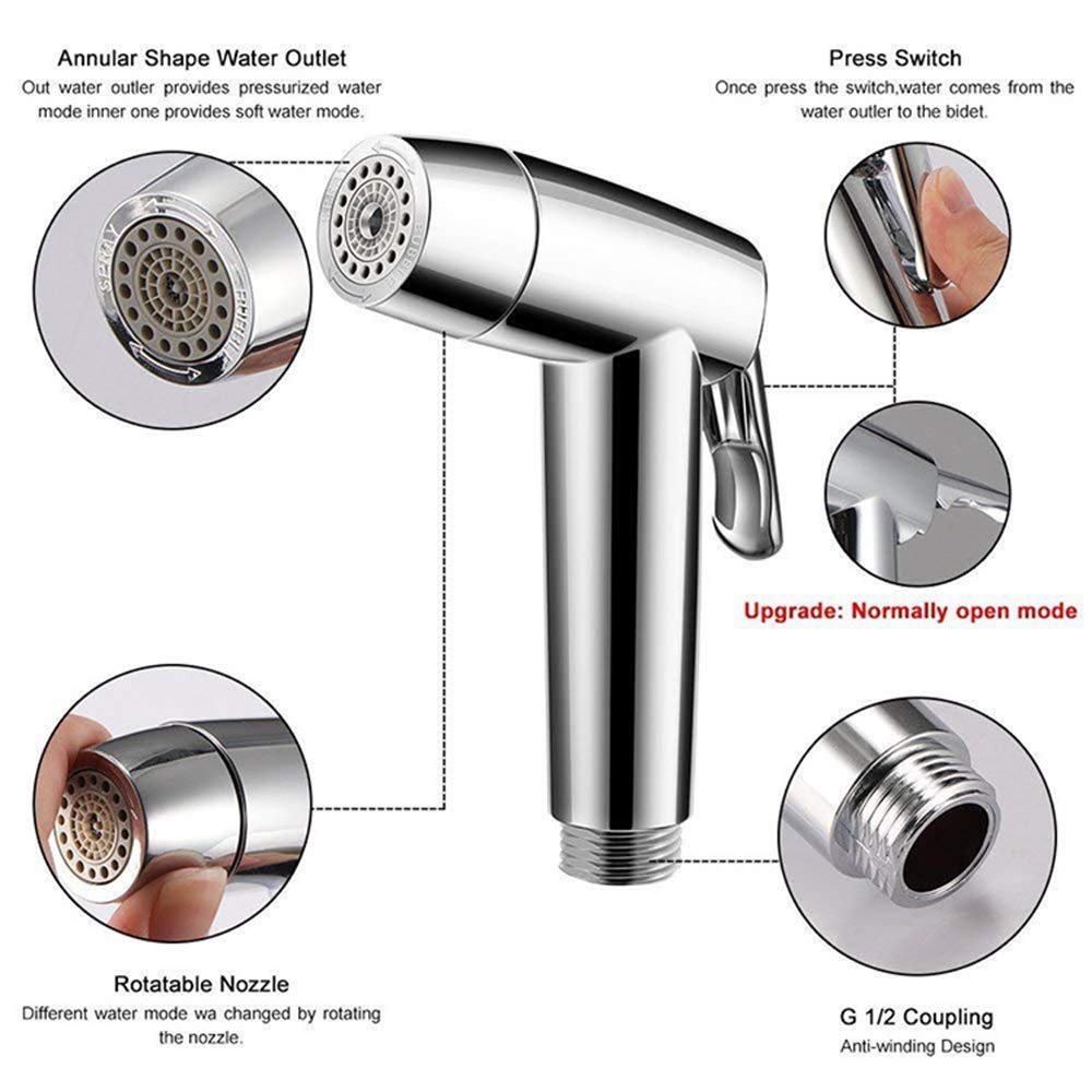 Kit spruzzatore portatile per bidet – Doppia modalità Jet/acqua dolce in ottone adattatore a T 121,9 cm tubo flessibile ugello girevole per igiene personale pulizia pannolini e doccia per animali