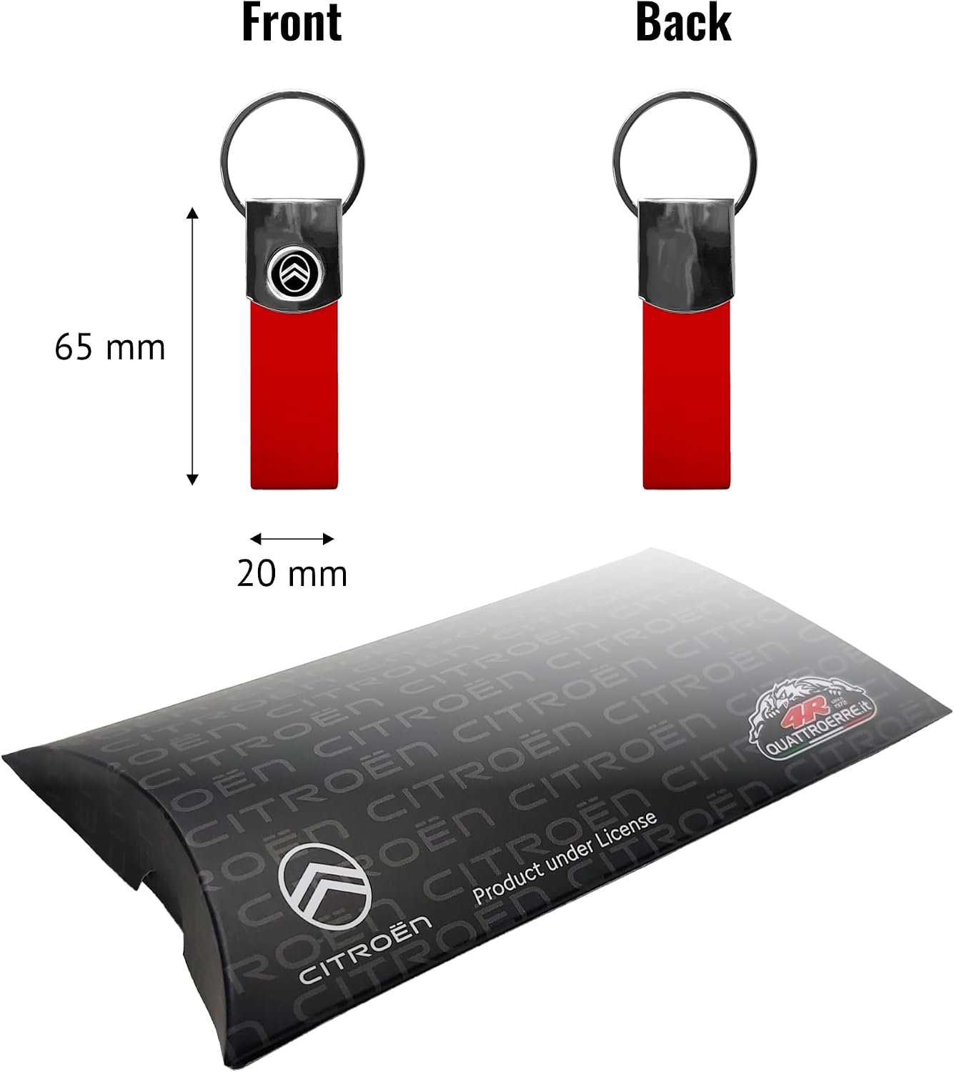 Citroen Official Red Keyring, New Black Logo, red, Taglia unica image 3