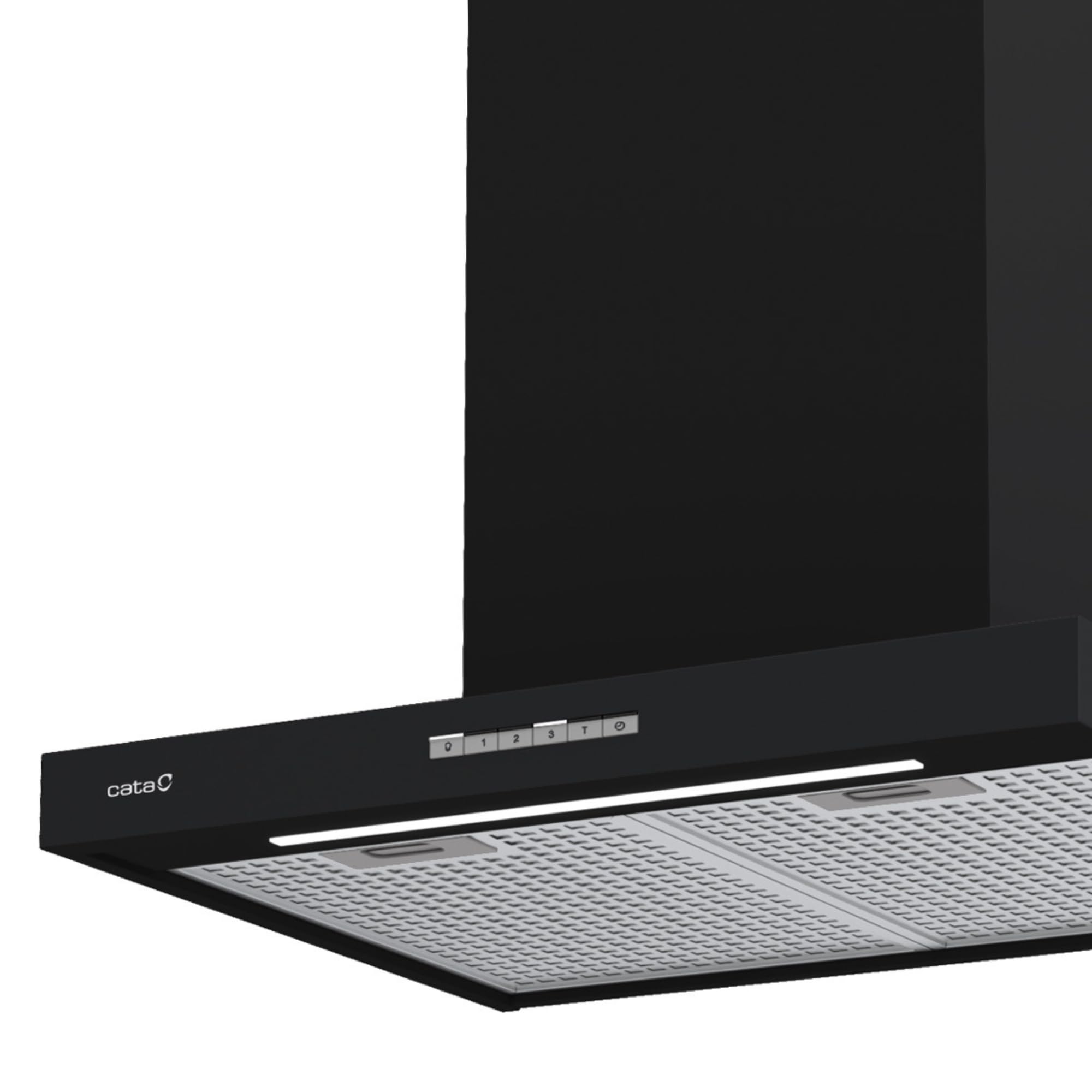 Cata Sygma 6010 BK - Cappa aspirante a 4 livelli di estrazione 3+1 Turbo Pannello di controllo elettronico Motore BT3 Extra Silenzioso Illuminazione LED Filtri Lavabili in Lavastoviglie Larghezza 60