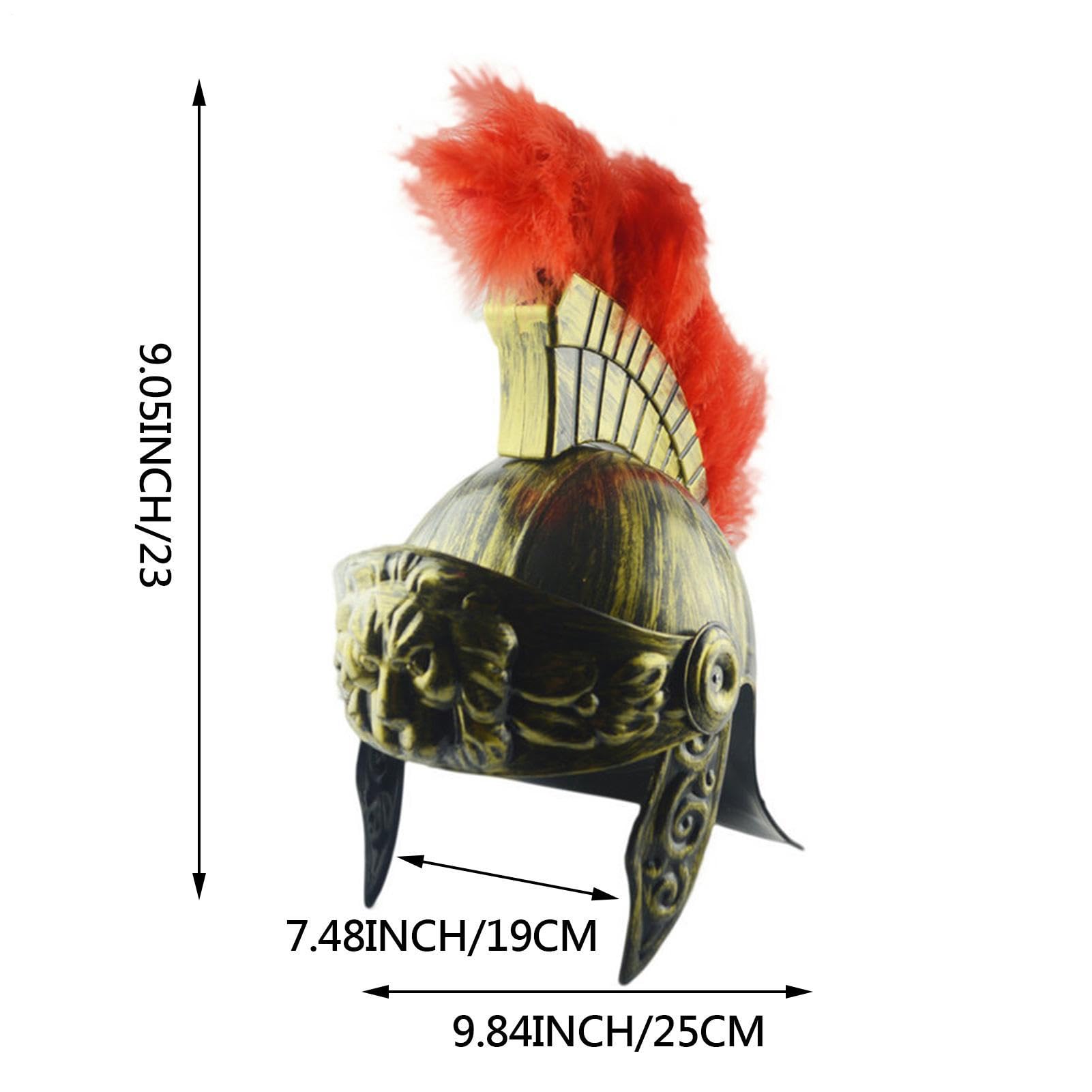 Elmi Greci - Copricapo Del Guerriero Romano, Elmo Per Armatura Del Costume Da Centurione D'oro, Autentico Copricapo Dall'aspetto Da Gladiatore Con Stemma Di Piume Naturali | Costume Da Soldato Romano