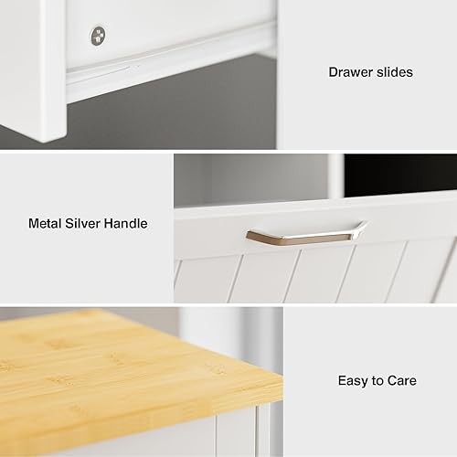 Miniatura 7 de GAZHOME Gabinete de basura inclinable de 10 galones, gabinete de basura de reciclaje de madera con cajón oculto (blanco)