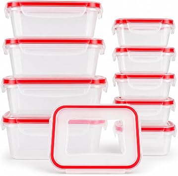 delka Airtight Food Storage Containers Pack of 10 5 x 400ml & 5 x 1000ml BPA-Free Plastic with Lids   Stackable & Leak-Proof Meal Prep Boxes, Microwave, Freezer & Dishwasher Safe, Kitchen Organiser